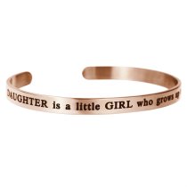 Qina C. Rose Gold-tone 316l Stainless Steel a Daughter Is a Little Girl Who Grows up to Be a Friend Adjustable Cuff Bracelet Wristband Bangle