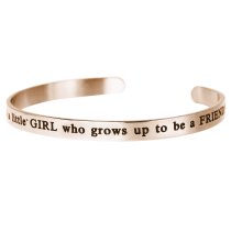 Qina C. Rose Gold-tone 316l Stainless Steel a Daughter Is a Little Girl Who Grows up to Be a Friend Adjustable Cuff Bracelet Wristband Bangle