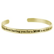 Qina C. Gold-tone 316l Stainless Steel Best Mom Grandma Adjustable Cuff Bracelet Wristband Bangle