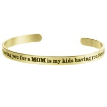 Qina C. Gold-tone 316l Stainless Steel Best Mom Grandma Adjustable Cuff Bracelet Wristband Bangle