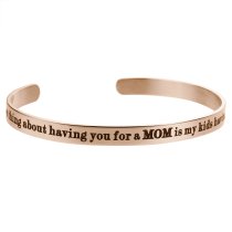 Qina C. Rose Gold-tone 316l Stainless Steel Best Mom Grandma Adjustable Cuff Bracelet Wristband Bangle