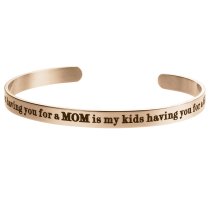 Qina C. Rose Gold-tone 316l Stainless Steel Best Mom Grandma Adjustable Cuff Bracelet Wristband Bangle