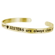 Qina C. Gold-tone 316l Stainless Steel Sister Close Heart Adjustable Cuff Bracelet Wristband Bangle