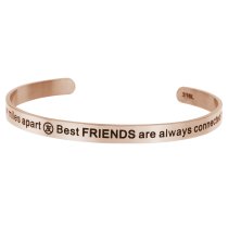 Qina C. Rose Gold-tone 316l Stainless Steel Best Friends Connected By Heart Adjustable Cuff Bracelet Wristband Bangle