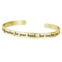 Qina C. Gold-tone 316l Stainless Steel a True Friend Reaches for Your Hand but Touches Your Heart Adjustable Cuff Bracelet Wristband Bangle