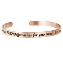 Qina C. Rose Gold-tone 316l Stainless Steel a True Friend Reaches for Your Hand but Touches Your Heart Adjustable Cuff Bracelet Wristband Bangle