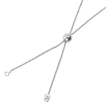 Rhodium on 925 Sterling Silver Rubber Stopper Ball Bead Adjustable Chain Necklace 28″ with Jump Ring Connector