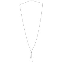 Rhodium on 925 Sterling Silver Rubber Stopper Ball Bead Adjustable Chain Necklace 28" with Jump Ring Connector
