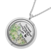 1x Stainless Steel Mother Lover Family Round Floating Locket Crystals Chain Necklace Pendant 30mm