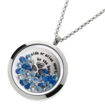 1x Stainless Steel Friend Friendship Four Leaf Clover Round Floating Locket Crystal Chain Necklace Pendant 30mm