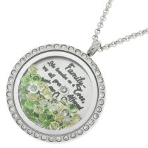 1x Stainless Steel Family Tree Round Floating Locket Crystal Chain Necklace Pendant 30mm