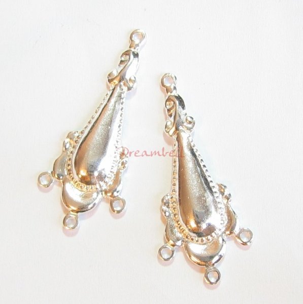 2x Sterling Silver Chandelier Strand Flower Earring Connector