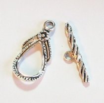 1x Bali Sterling Silver Flower Toggle Clasp - 10.5mm Antique Garden Closure