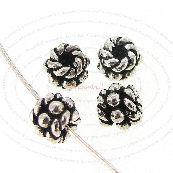 10x Bali Sterling Silver Round Daisy Rope Spacer Beads 4mm