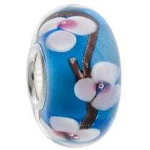 925 Sterling Silver Round Murano Blue Glass Bead for European Charm Bracelets