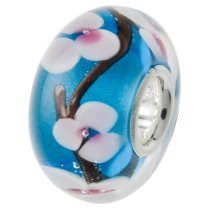 925 Sterling Silver Round Murano Blue Glass Bead for European Charm Bracelets