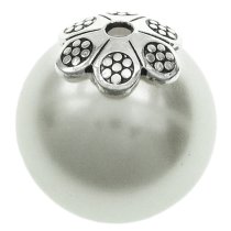 6x Antique 925 Sterling Silver Round Dot Petal Plum Flower Floral Pearl Bead Cover Cap 5mm