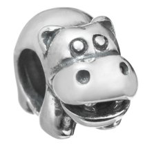 Antique 925 Sterling Silver Hippopotamus Hippo Cute Bead for European Charm Bracelets