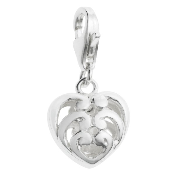 925 Sterling Silver Flower Love Heart Dangle Bead Pendant European Lobster Clip on Charm