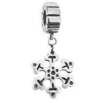Antique 925 Sterling Silver Snowflake Frozen Dangle Bead for European Charm Bracelets