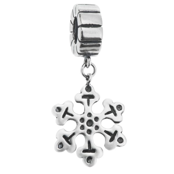Antique 925 Sterling Silver Snowflake Frozen Dangle Bead for European Charm Bracelets
