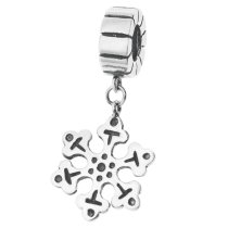 Antique 925 Sterling Silver Snowflake Frozen Dangle Bead for European Charm Bracelets