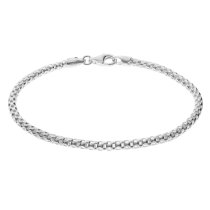 1x Sterling Silver 3mm Popcorn Chain Bracelet for European Bead Charm 7 Inches