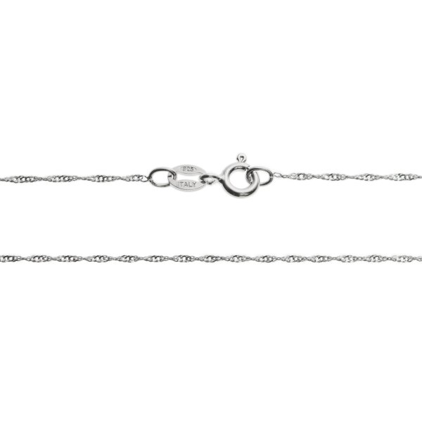 Rhodium on 925 Sterling Silver Singapore Chain Necklace 18 Inches with Spring Ring Clasp