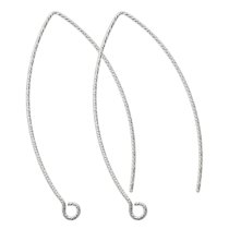 2x Sterling Silver Twisted V Shape Earwire French Fish Hook Earring Pendant Dangle Connector