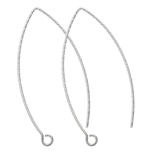 2x Sterling Silver Twisted V Shape Earwire French Fish Hook Earring Pendant Dangle Connector