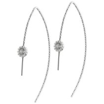2x 925 Sterling Silver Daisy Flower Twisted Earwire Pin Pearl Pendant Hook Earring Connector
