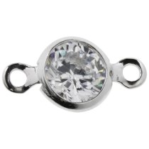4x Rhodium on Sterling Silver 4mm Round CZ Crystal Necklace / Bracelet / Earring Link Connector