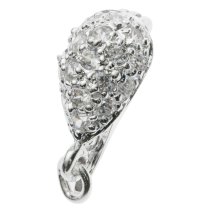 1x 925 Sterling Silver CZ Crystal Pear Clasp Enhancer Shortener Necklace Connector