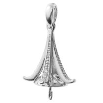 1x Rhodium on 925 Sterling Silver CZ Crystal Pin Bail Pearl Pendant Connector with 6mm Cup