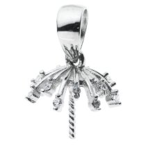 1x Rhodium on 925 Sterling Silver Snow Flake Flower CZ Crystal Bail 8mm Cup Pearl Pendant Connector