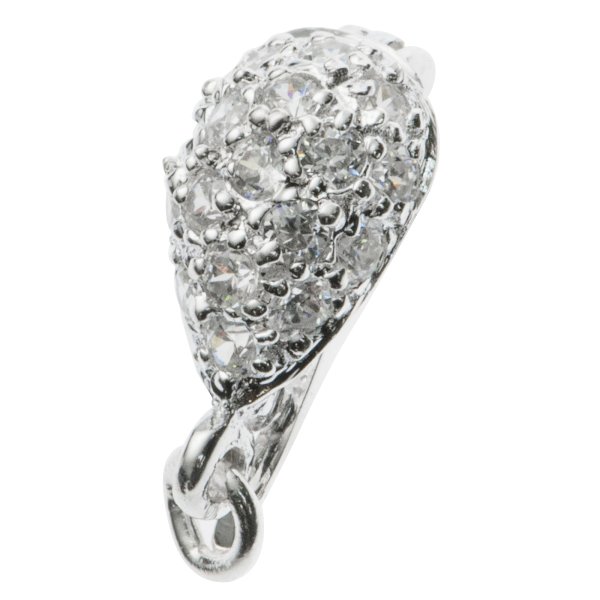 1x 925 Sterling Silver CZ Crystal Pearl Clasp Enhancer Shortener Necklace Connector