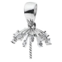 1x 925 Sterling Silver Snow Flake Flower CZ Crystal Bail Pin 8mm Cup Pearl Pendant Connector
