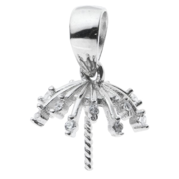 1x 925 Sterling Silver Snow Flake Flower CZ Crystal Bail Pin 8mm Cup Pearl Pendant Connector