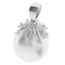1x 925 Sterling Silver Snow Flake Flower CZ Crystal Bail Pin 8mm Cup Pearl Pendant Connector