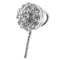 1x 925 Sterling Silver CZ Crystal Bail Screwed Pin Pearl Pendant Connector Clasp