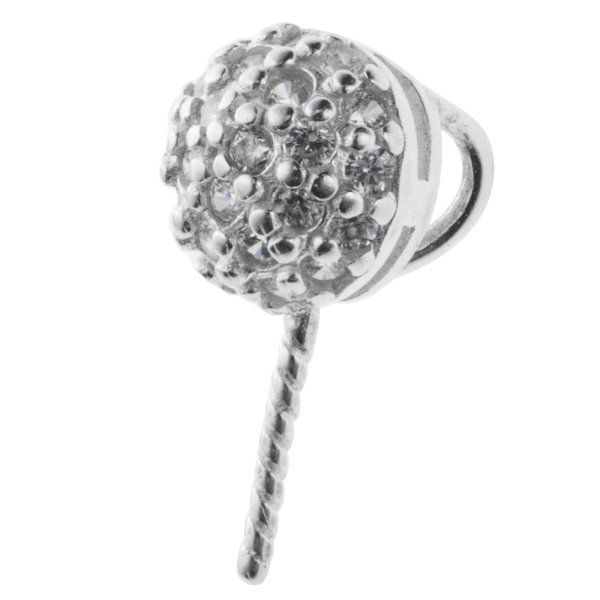 1x 925 Sterling Silver CZ Crystal Bail Screwed Pin Pearl Pendant Connector Clasp