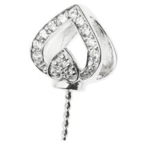 1x 925 Sterling Silver Heart CZ Crystal Bail Screwed Pin Pendant Connector Slide