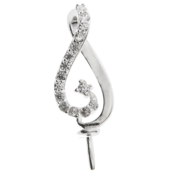 1x 925 Sterling Silver Flower CZ Crystal Bail Pin Pearl Pendant Clasp Slide