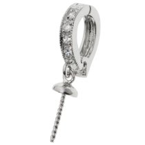 1x Rhodium on 925 Sterling Silver Interchangeable CZ Crystal Bail Clasp Pearl Pendant Connector