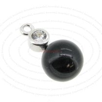 1x Rhodium on 925 Sterling Silver CZ Crystal Eye Pins Pearl Bail Pendant Connector