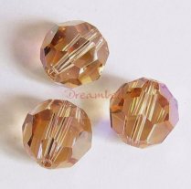 6x AB Swarovski Crystal Elements Round Faceted 5000 Lt Smokey Quartz AB 8mm