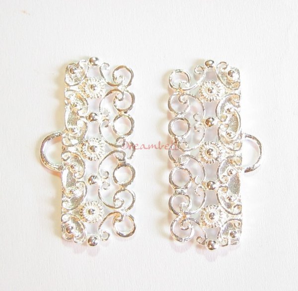 2x Bali Sterling SILVER 7 STRAND LINK CLASP BEAD CONNECTOR 27.5mm