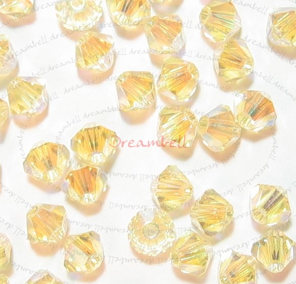 24x Swarovski Elements Bicone Crystal Beads 5301 Jonquil 4mm AB 2x