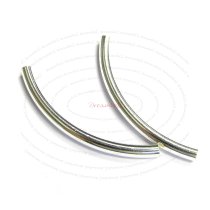 2x Sterling Silver Elbow Noodle Curve Round Tube Spacer Loose Bracelet Bead 4mm x 34mm