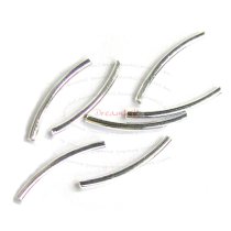 10x Sterling Silver Round Curved Tube Bead 12mm x 1mm